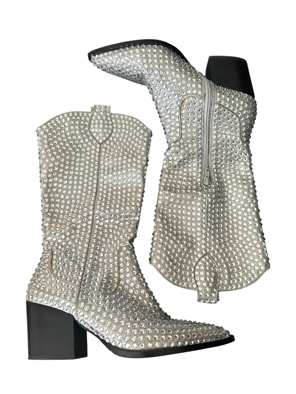 Blue by Betsey Johnson Randy Rhinestone Cowboy Boots 8